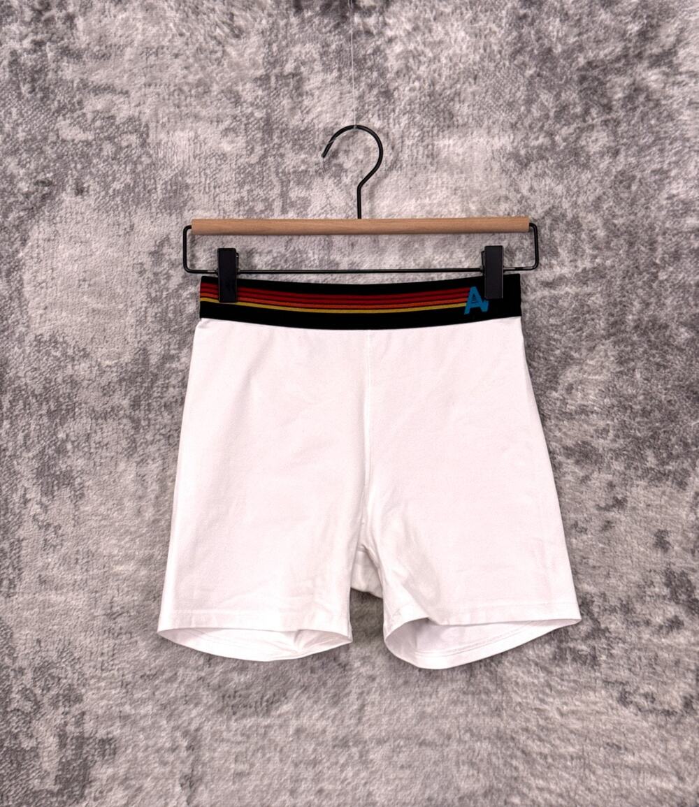 Aviator Nation Logo 4" Biker Shorts XS Womens White